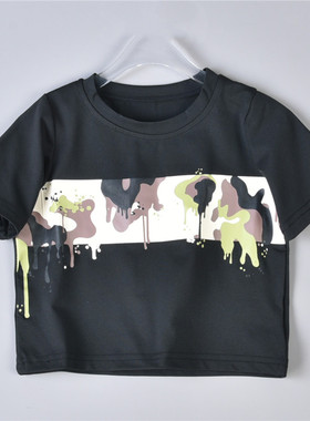 外贸男女童装T恤6.20L74671创意涂鸦宝宝中小童夏季短袖休闲上衣