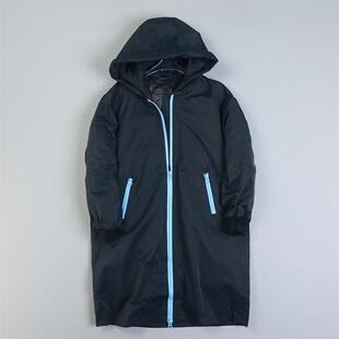 1213品质连帽中长款羽绒服男女L80607宽松显瘦潮流刺绣派克服外套