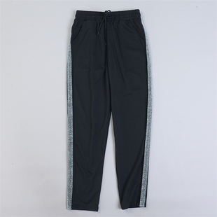 女生亮银色条边休闲卫裤 子 9.17L80364坠感垂顺抽绳松紧腰春夏长裤