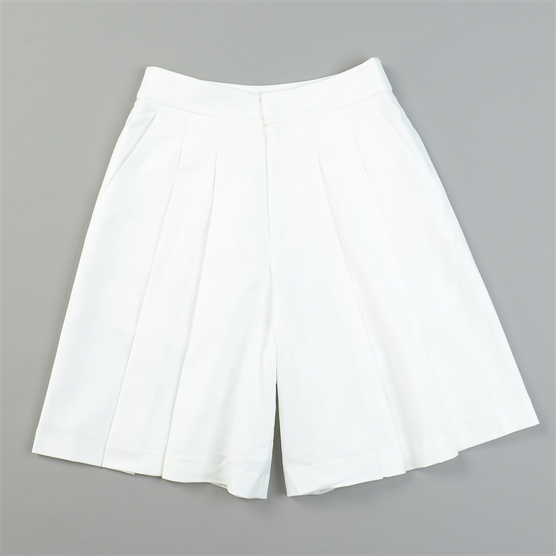 高端好货高腰白色阔腿短裤女L83889夏秋气质通勤百搭休闲五分裙裤