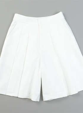 高端好货高腰白色阔腿短裤女L83889夏秋气质通勤百搭休闲五分裙裤