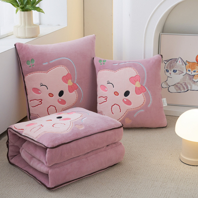 抱枕被子两用二合一加厚汽车枕头被车载牛奶绒午睡毯靠枕被办公室