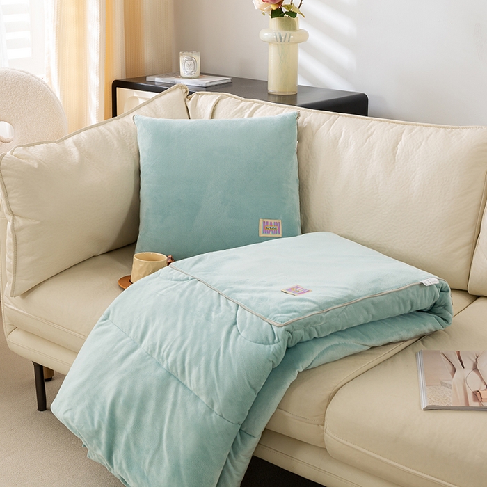 新款多彩加厚水晶绒抱枕被两用