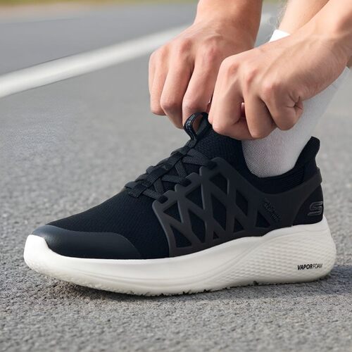 斯凯奇Skechers男运动鞋休闲鞋闪穿鞋健步鞋网面跑步鞋118308-BLK