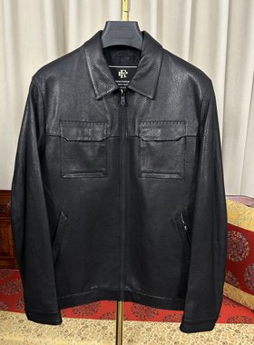 高货来袭专柜3000+男士高端进口绵羊皮鹿纹春秋休闲真皮皮衣大码