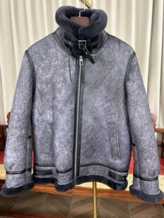 加厚翻领土耳其进口原生态皮毛一体男夹克机车真皮皮衣皮草外套潮