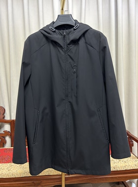 工厂品牌订单余单派克服外皮可加内胆黑色休闲连帽男 外套196505C