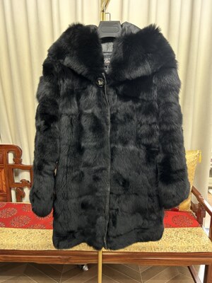 今冬新款女士进口原生态羊皮毛一体中长款皮草外套连帽加厚超暖冬