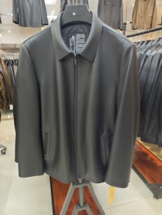 高端鹿皮皮衣男翻领商务休闲真皮夹克秋冬百搭成熟稳重轻奢装 外套