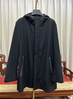 工厂订单余单 男士中长款派克服外皮带反光条可自加内胆 大码黑色