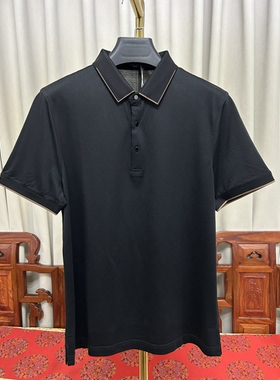 撤柜订单 吸湿透气 夏季男士含棉桑蚕丝凉感休闲短袖翻领T恤6021