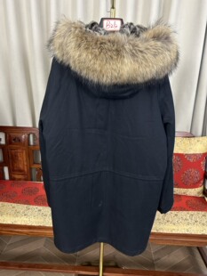 羽绒内胆可拆皮草外套 高端欧货大版 貉子毛领连帽中长款 派克服男士