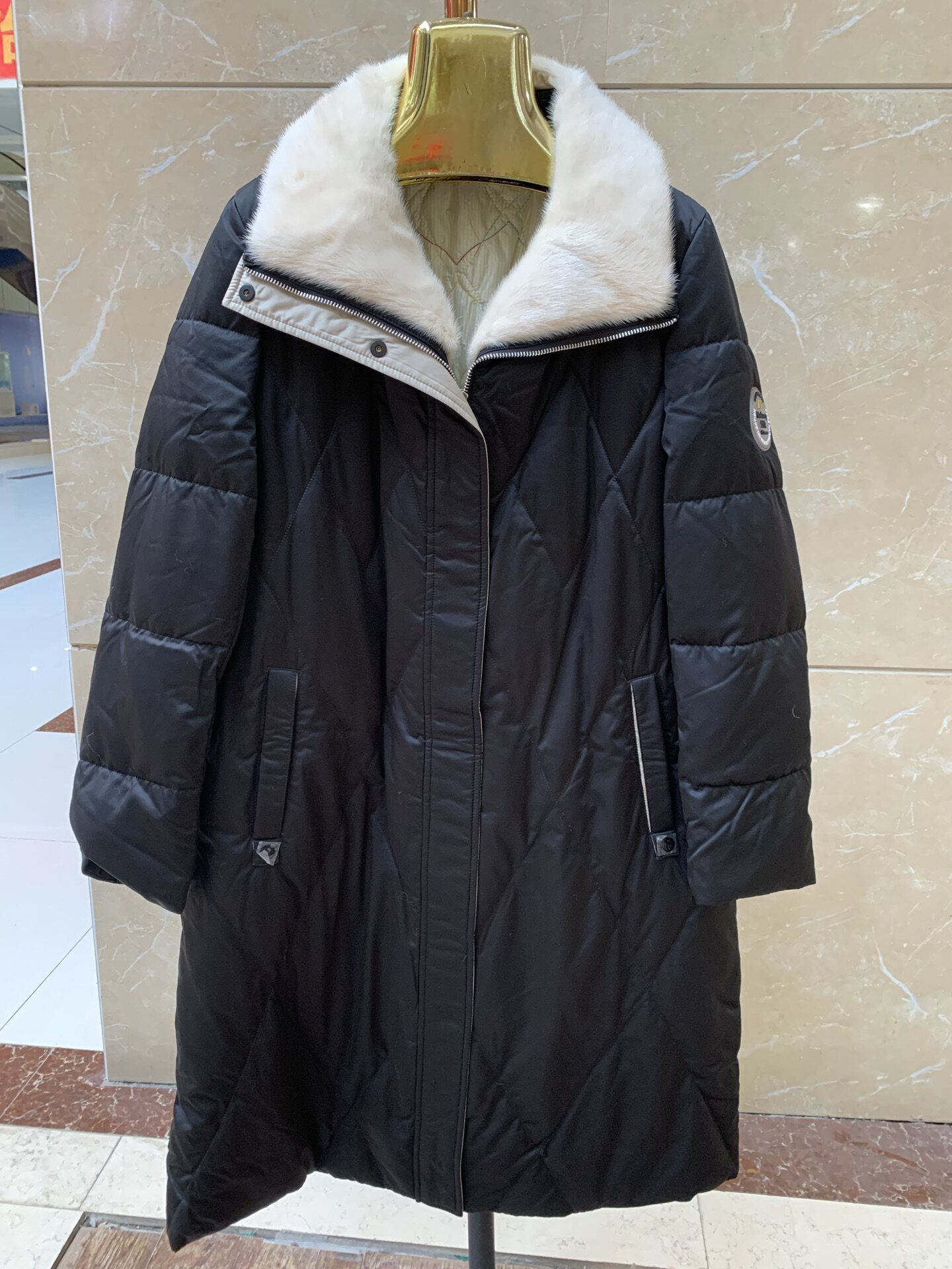 工厂尾单水貂毛领中长款羽绒服女90鹅绒桑蚕丝石墨烯自发热胆外套
