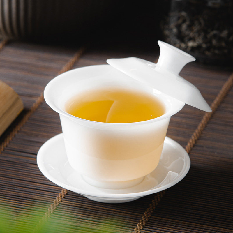 高档冰种纯白白瓷可悬停三才盖碗防烫泡茶碗家用简约办公功夫茶具,餐饮具,盖碗,淘宝优惠券,粉丝福利购,淘宝优惠卷