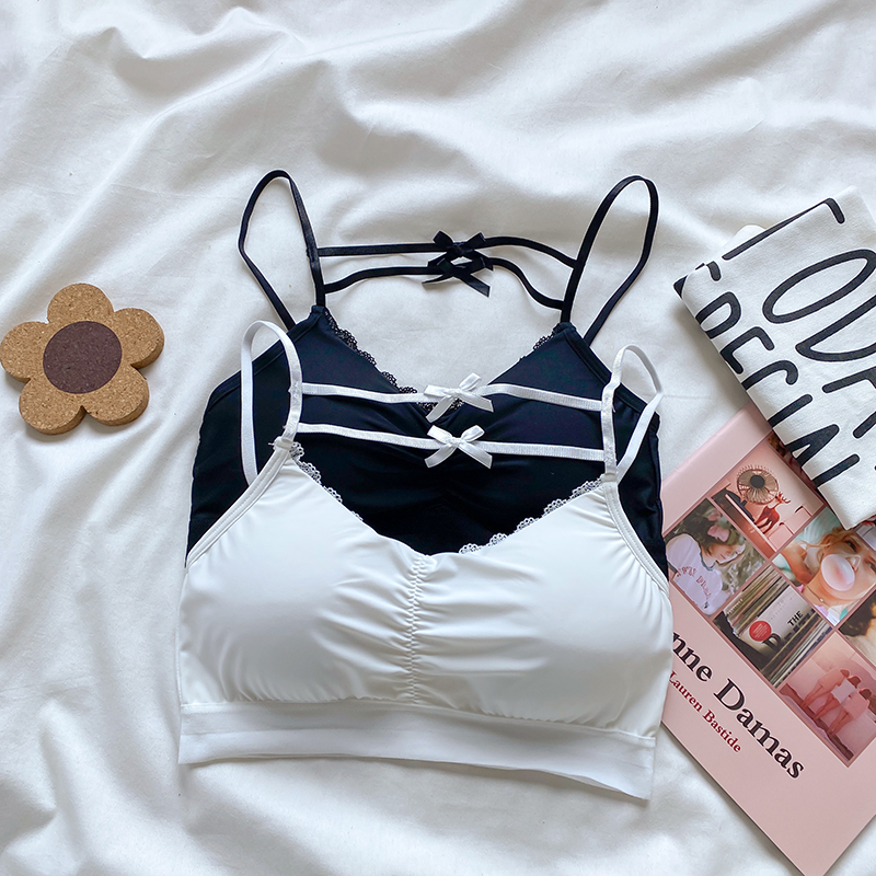 Real price real shot spring new style with chest cushion, beautiful back, bow tie, small suspender vest, breast wrapped girl