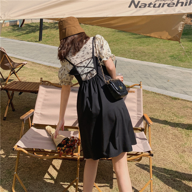 Real shot ~ #2021 spring and summer new French suspender dress + floral Jacket Suit