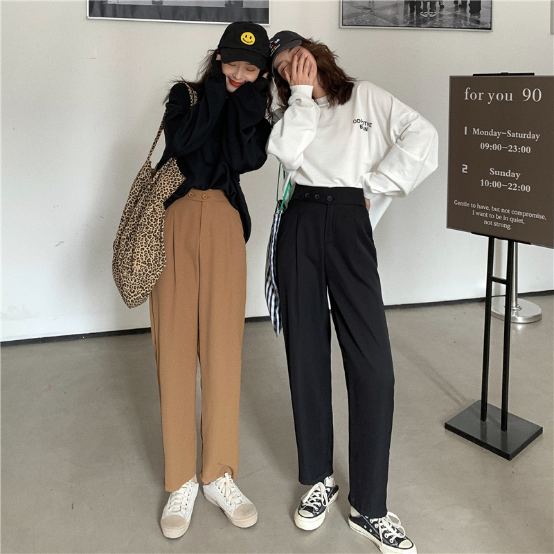 Real shot spring new Korean high waist leisure Harem Pants women's slim tobacco tube radish pants