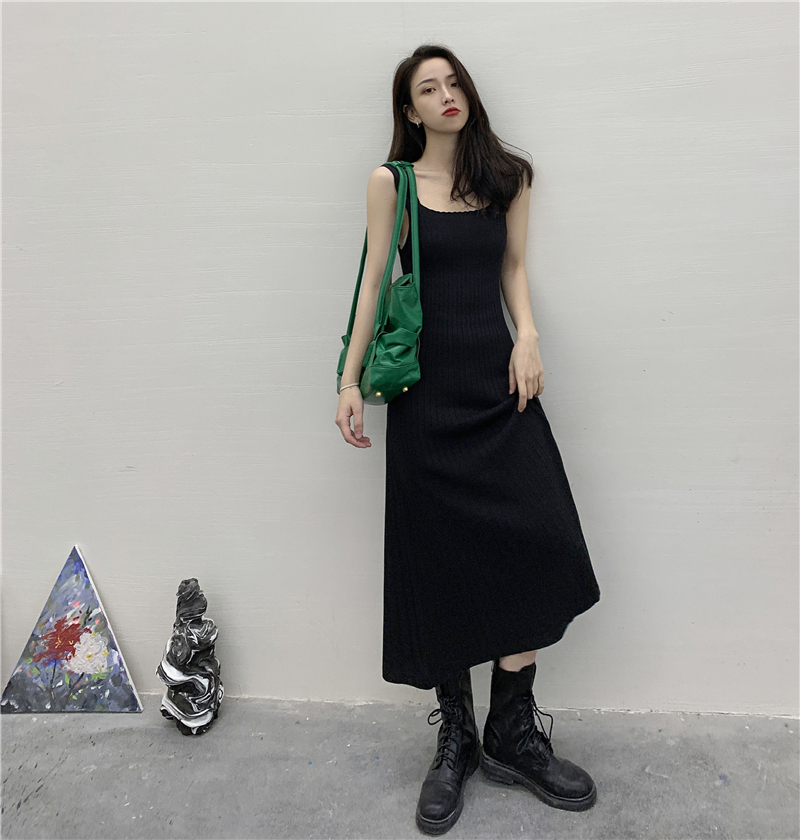 Real shot ~ suspender knitted dress 2021 early spring new sexy temperament vest dress