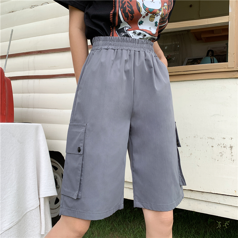 Real price real shot 2021 spring and summer Korean version tooling shorts loose straight leisure pants sports Capris