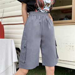 Real price real shot 2021 spring and summer Korean version tooling shorts loose straight leisure pants sports Capris