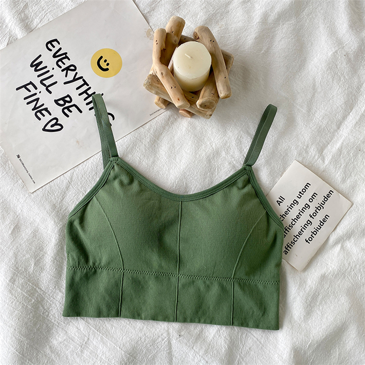 Real price real shot 2021 spring and summer new back suspender vest women gathered bra bra bra sports underwear