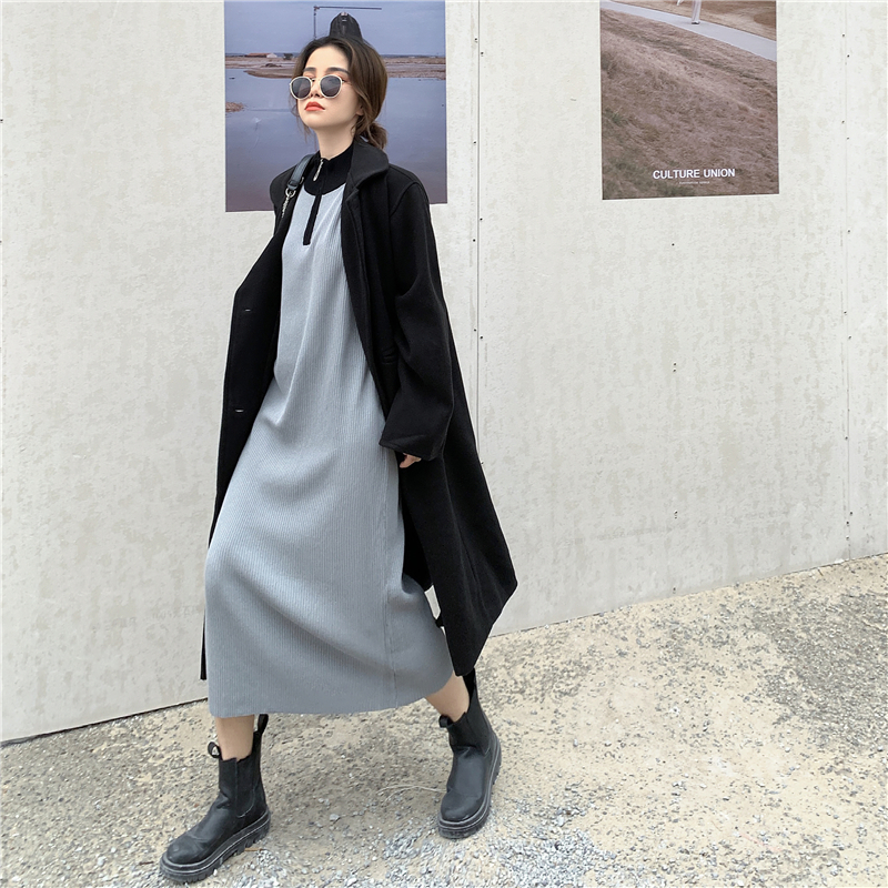 Real shot ~ Korean version of INS in autumn and winter 2020 loose Slouchy style high collar women's long style over the knee