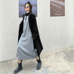Real shot ~ Korean version of INS in autumn and winter 2020 loose Slouchy style high collar women's long style over the knee