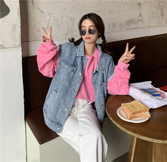 Real shot ~ 2020 autumn loose Denim Jacket Women's versatile vest tassel sanding vest pocket coat