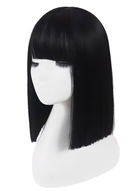 黑色假发女中长发帅气个性超A齐刘海一刀齐短直发逼真自然全头套
