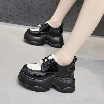 厚底乐福鞋女2025年春季新款时尚松糕百搭小个子内增高女鞋小皮鞋