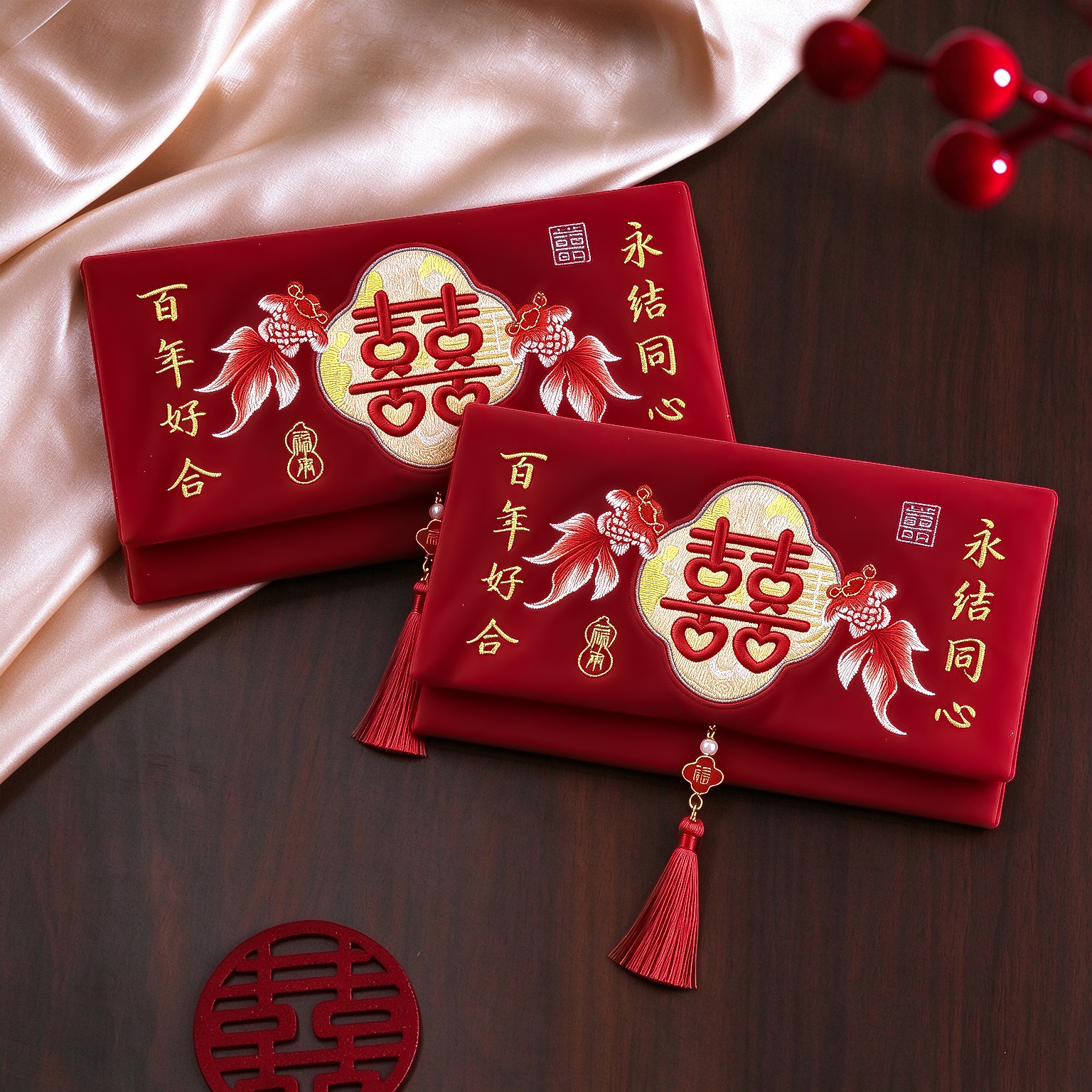 布艺刺绣红包结婚父母改口红包万元红包婚礼专用利是封