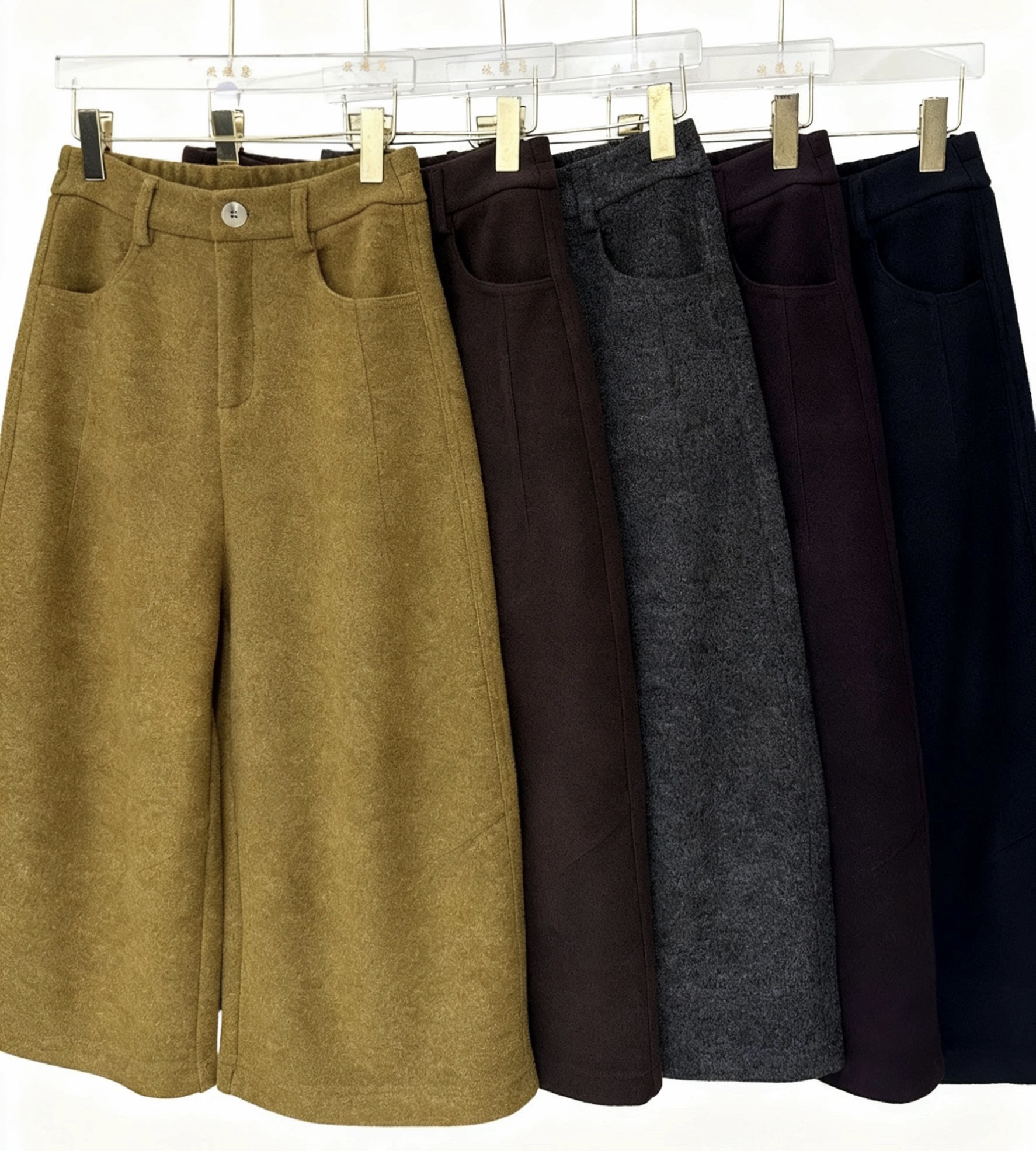 灰色高腰显瘦百搭羊毛阔腿裤女2025秋冬新款气质通勤八分直筒裤厚