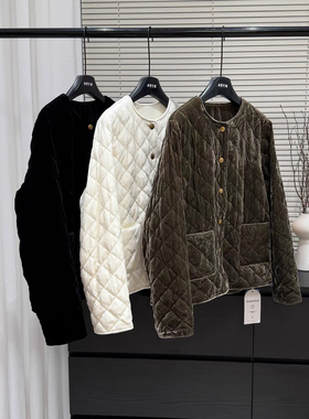 一衣一码~90白鹅绒~真丝丝绒~圆领短款外套冬女小香风西装羽绒服