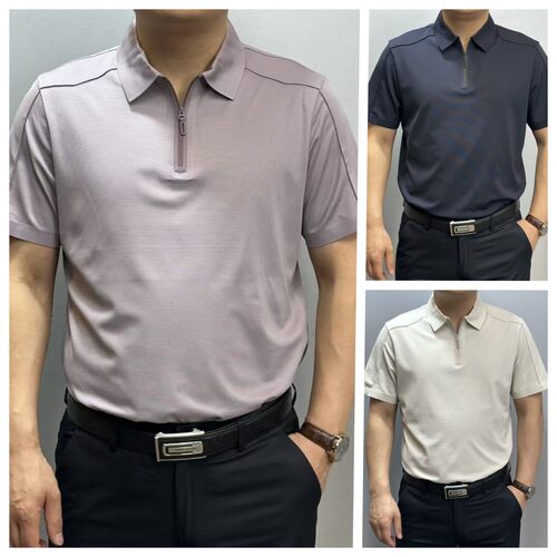 杰克朗博26年新款【Half拉链】桑蚕丝混纺挺括亲肤透气短袖31A58