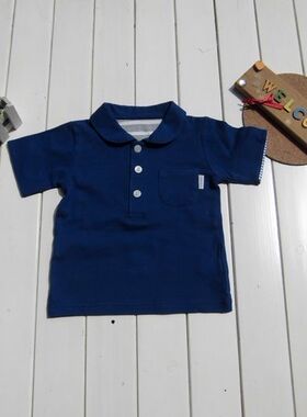 男宝宝纯棉网眼POLO款翻领短袖T恤翻边袖子上衣