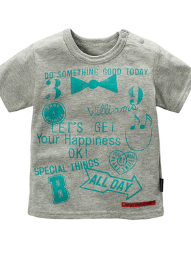 男女宝宝字母音乐数字纯棉短袖T恤圆领休闲百搭上衣