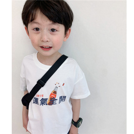 童童妈定制男女童韩版宽松运气全开短袖儿童纯棉T恤宝宝上衣夏装