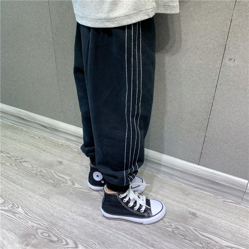 裤子男童女童纯棉薄绒明线软糯