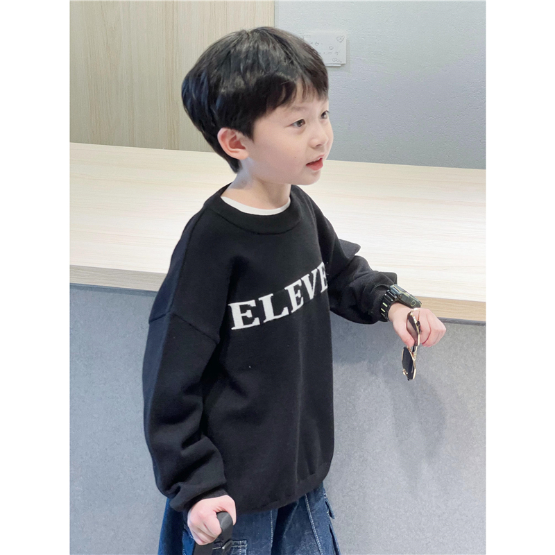 韩版宽松eleven黑色毛衣