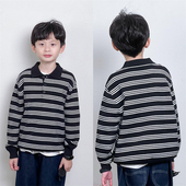 毛衣秋装 童童妈定制男女童韩版 宽松条纹polo气质学院风休闲针织衫