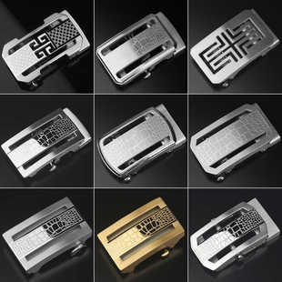 无牙自动自动扣头无孔无卡槽皮带头男不锈钢3.5鳄鱼纹裤带头配件