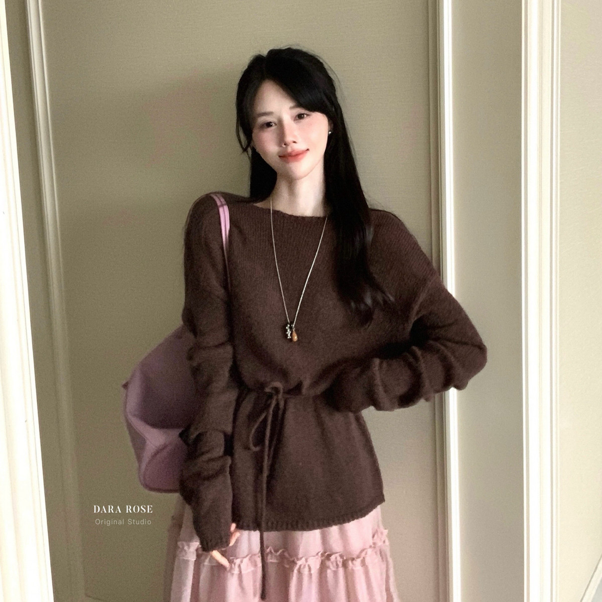 静茹小众纯色系带长袖设计感独特针织衫保暖毛衣(配飘带)A5950,女装/女士精品,毛针织衫,淘宝优惠券,粉丝福利购,淘宝优惠卷