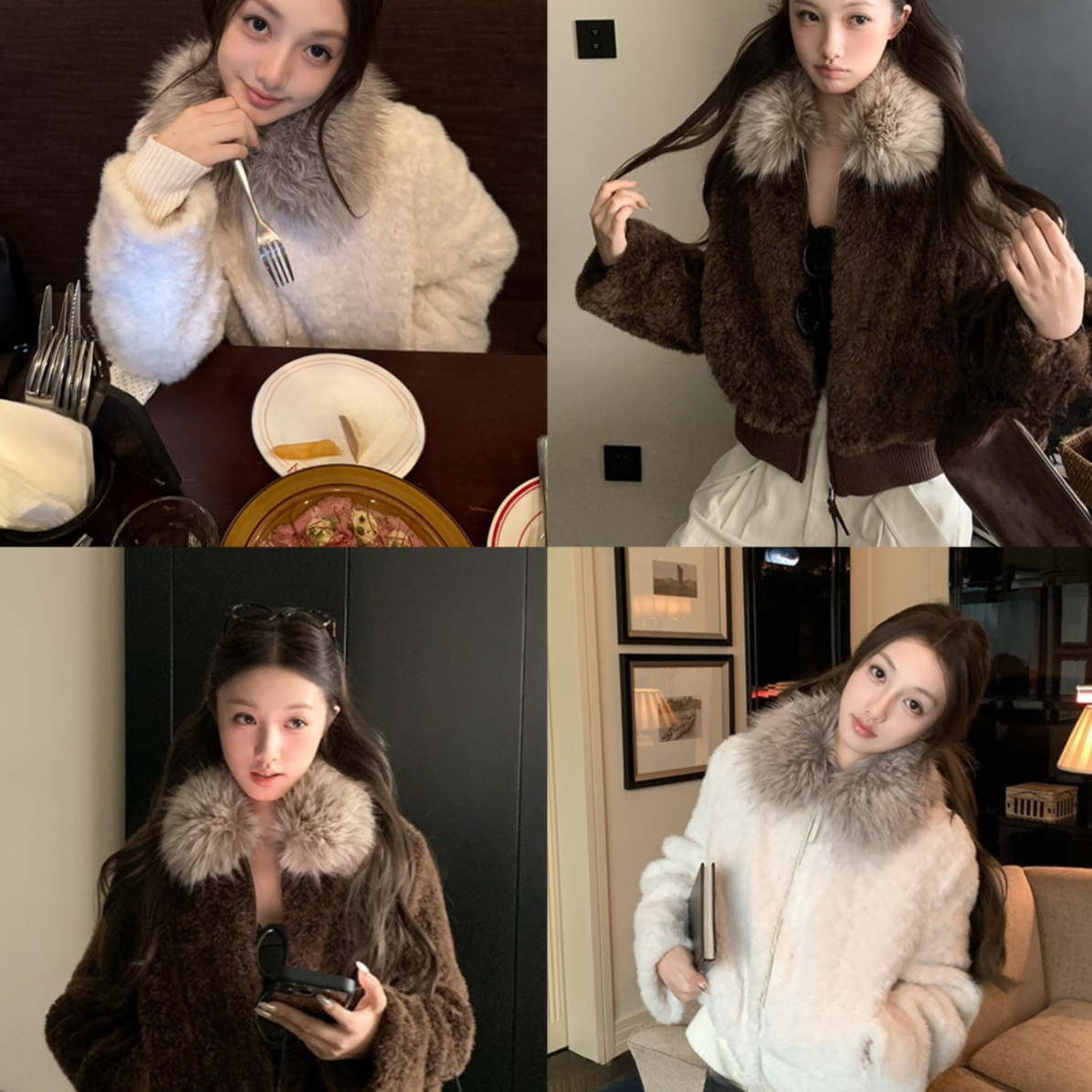 静茹冬咩咩大毛羊羔仿皮草保暖毛绒短外套yy-4560