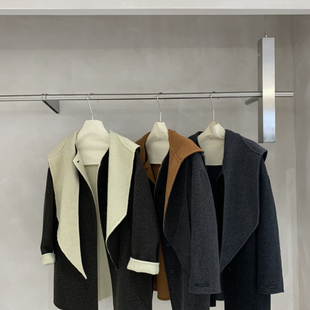 静茹冬上新设计感连帽百搭羊毛外套 25877 含100羊毛
