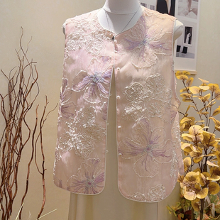 静茹26年夏上新新中式 单马甲 YS1 9130 蕾丝刺绣优雅气质马甲