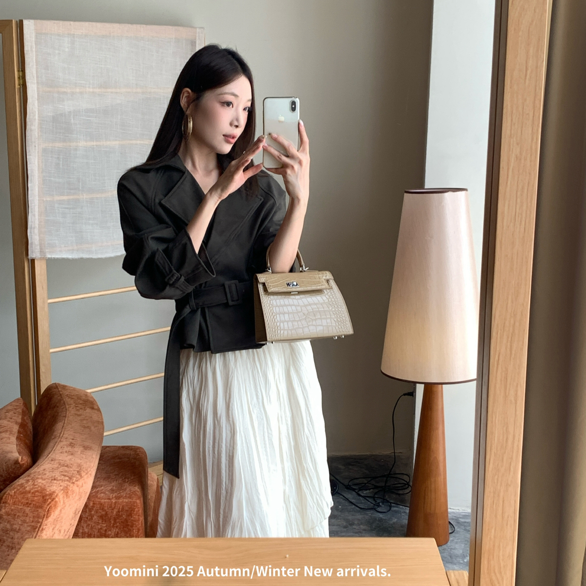 静茹级感修身气场显白短西装2025冬短外套(配腰带)Y10994-LY