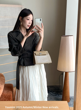 静茹级感修身气场显白短西装2025冬短外套(配腰带)Y10994-LY