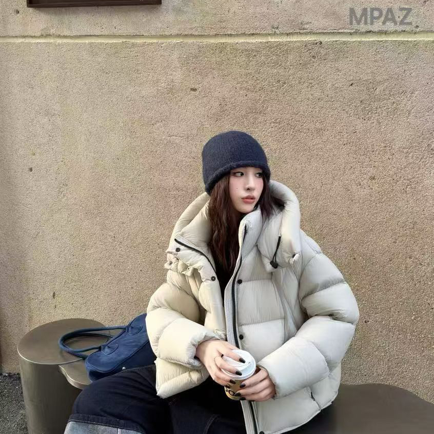 静茹冬上新休闲百搭连帽暗门襟宽松保暖羽绒服外套6003