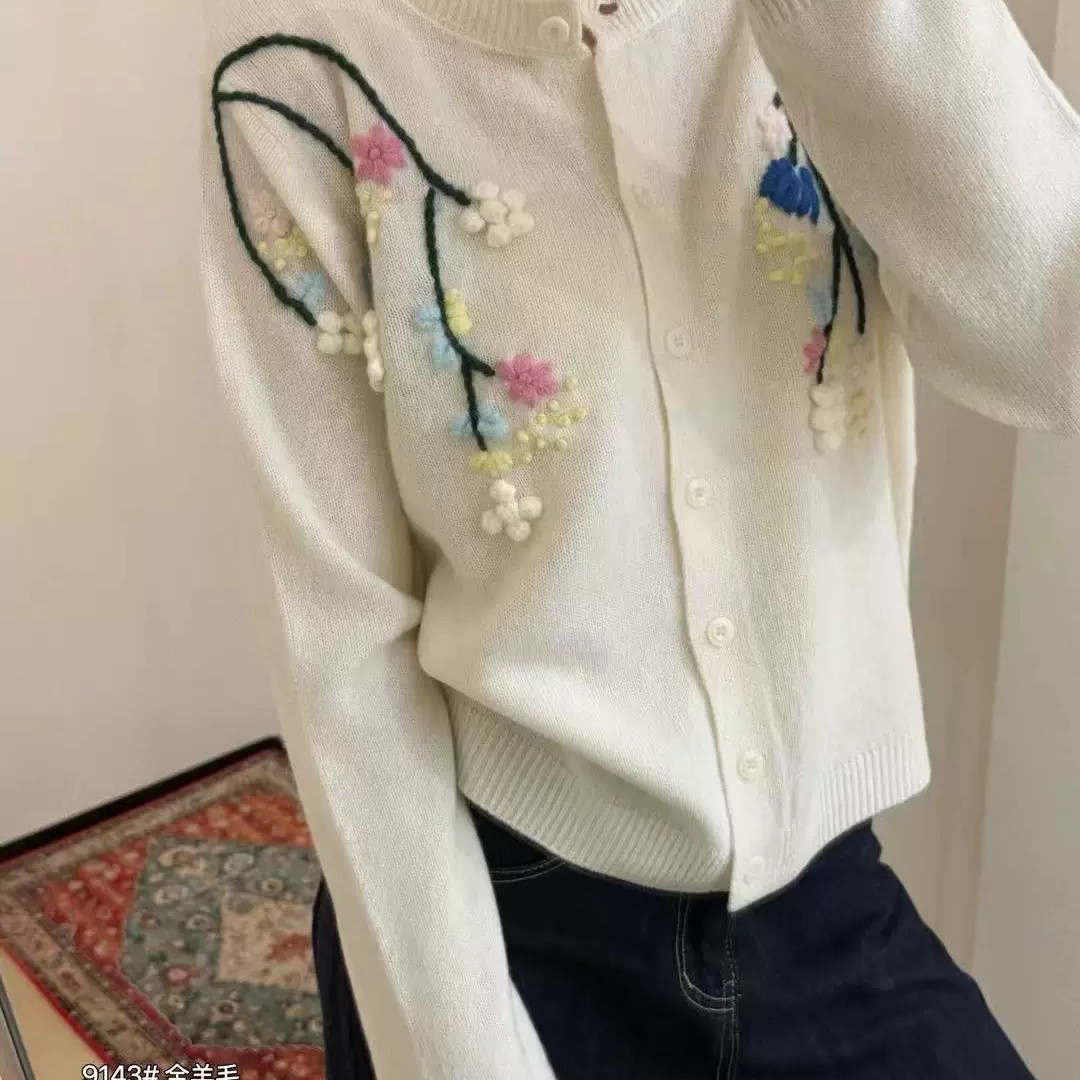 静茹家花朵毛衣外套女全羊毛软糯减龄针织开衫（含100羊毛）XF914,女装/女士精品,毛针织衫,淘宝优惠券,粉丝福利购,淘宝优惠卷