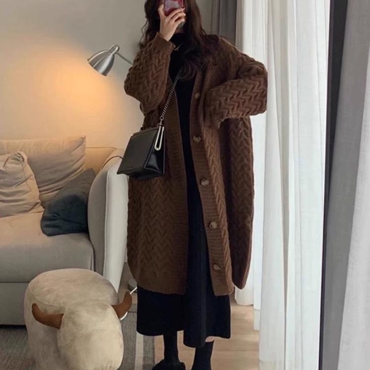 静茹套女长款外套毛衣开衫内搭毛衣裙秋冬针织衫ZT-XMJ-514